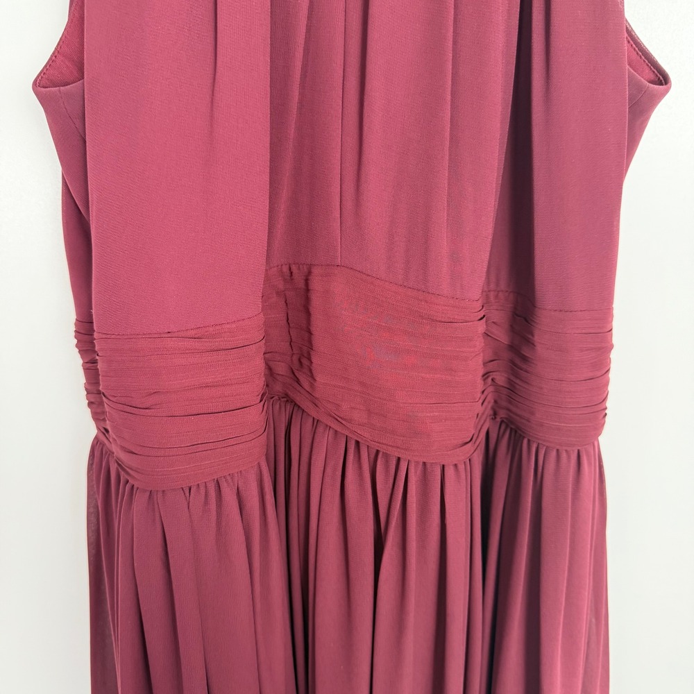 Levkoff Women's Burgundy Chiffon Halter Neck Elegant Formal Maxi Dress Size 10 - Picture 4 of 10